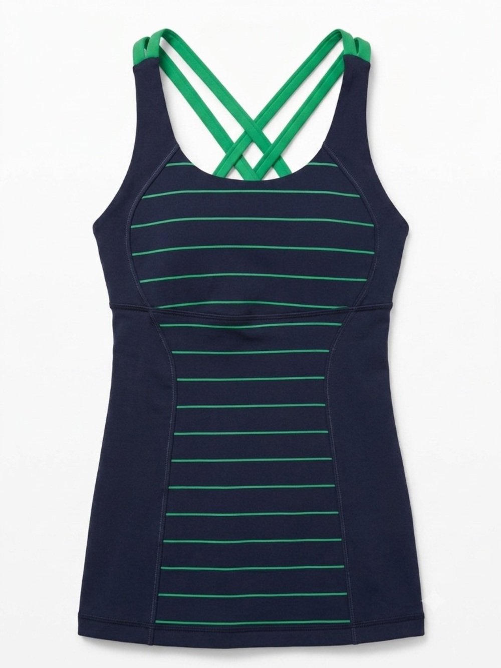 Lululemon Energy Tank Navy & Green Striped Tank Top Size 4